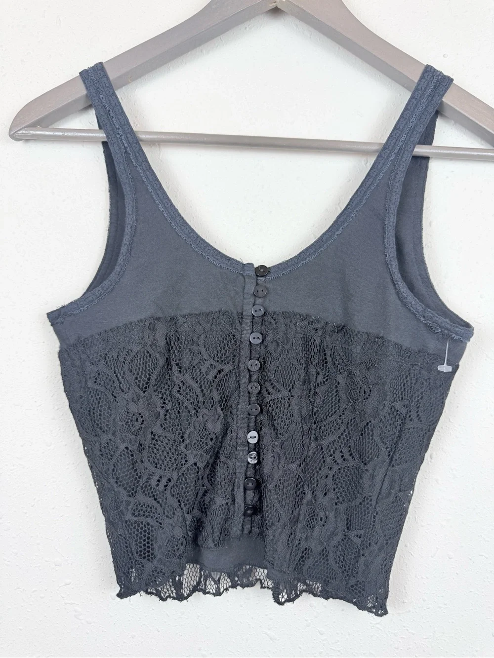Free People Cosette Corset Lace Black Crop Tank Top Size XS NWT